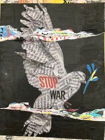 Martin Loume - Stop War affiche lacérées marouflées 81 X 65